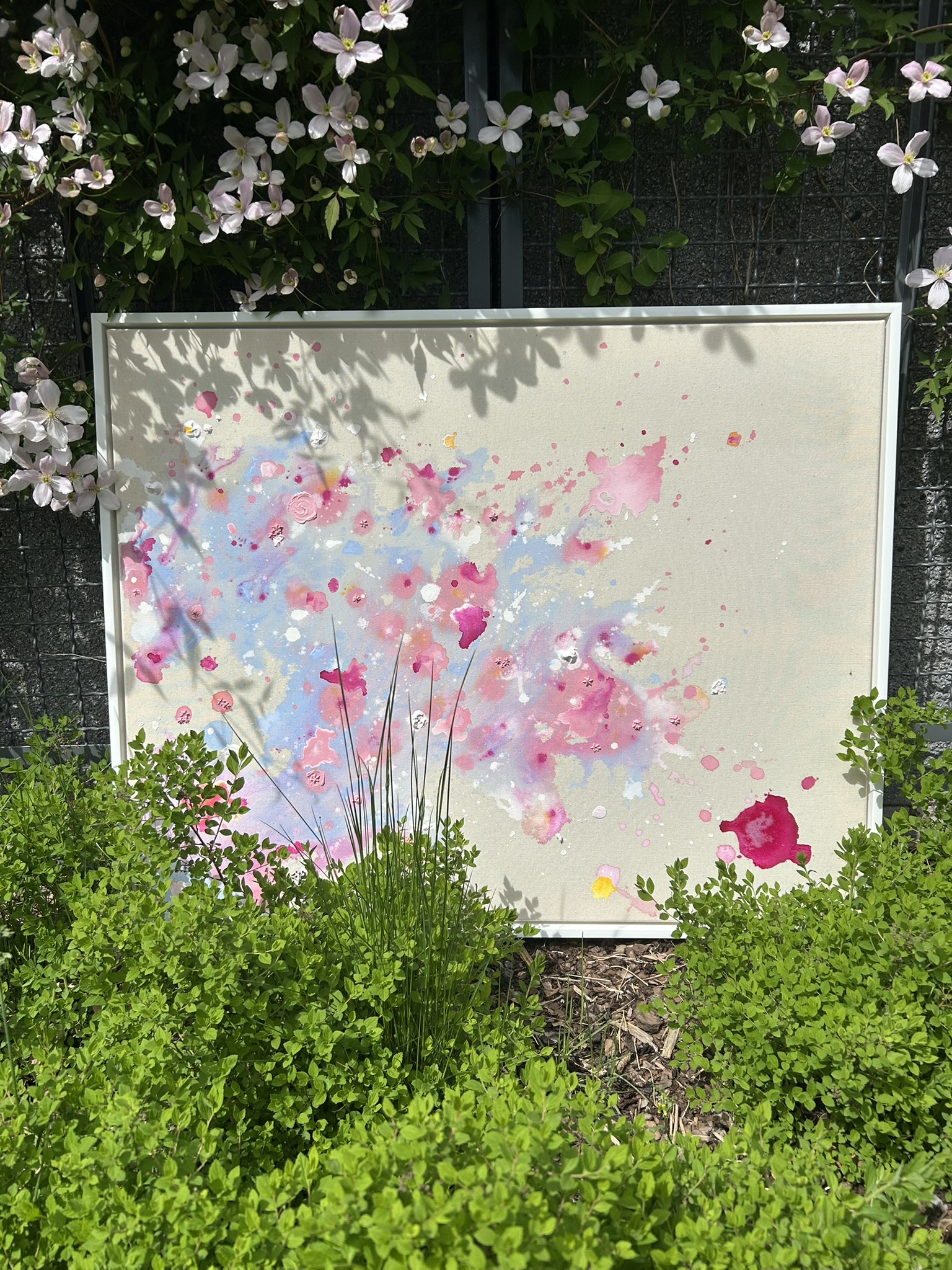 Kirschblüten, 2025, Acryl auf roher Baumwollleinwand, Ansicht 2